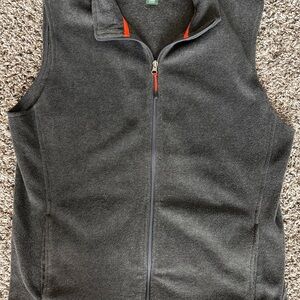 Woolrich Woolen Mills Fleece Charcoal Vest Orange Accents Large Pockets